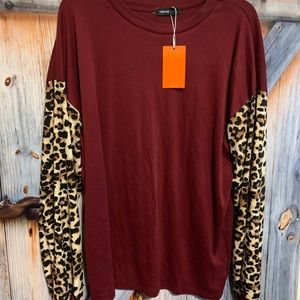 Brand NEW w/Tags! Lt. weight sweatshirt w/leopard